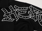 GATHER Gothic Script Studded Detail Black Streetwear Polo Shirt, Unbranded