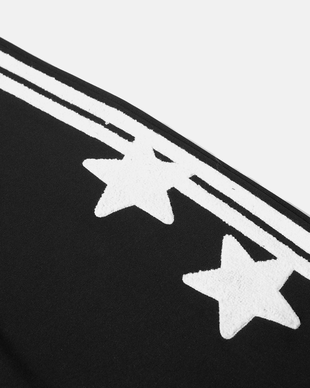 Star‑Graphic Double‑Stripe Black Wide‑Leg Unisex Streetwear Joggers