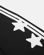Star‑Graphic Double‑Stripe Black Wide‑Leg Unisex Streetwear Joggers