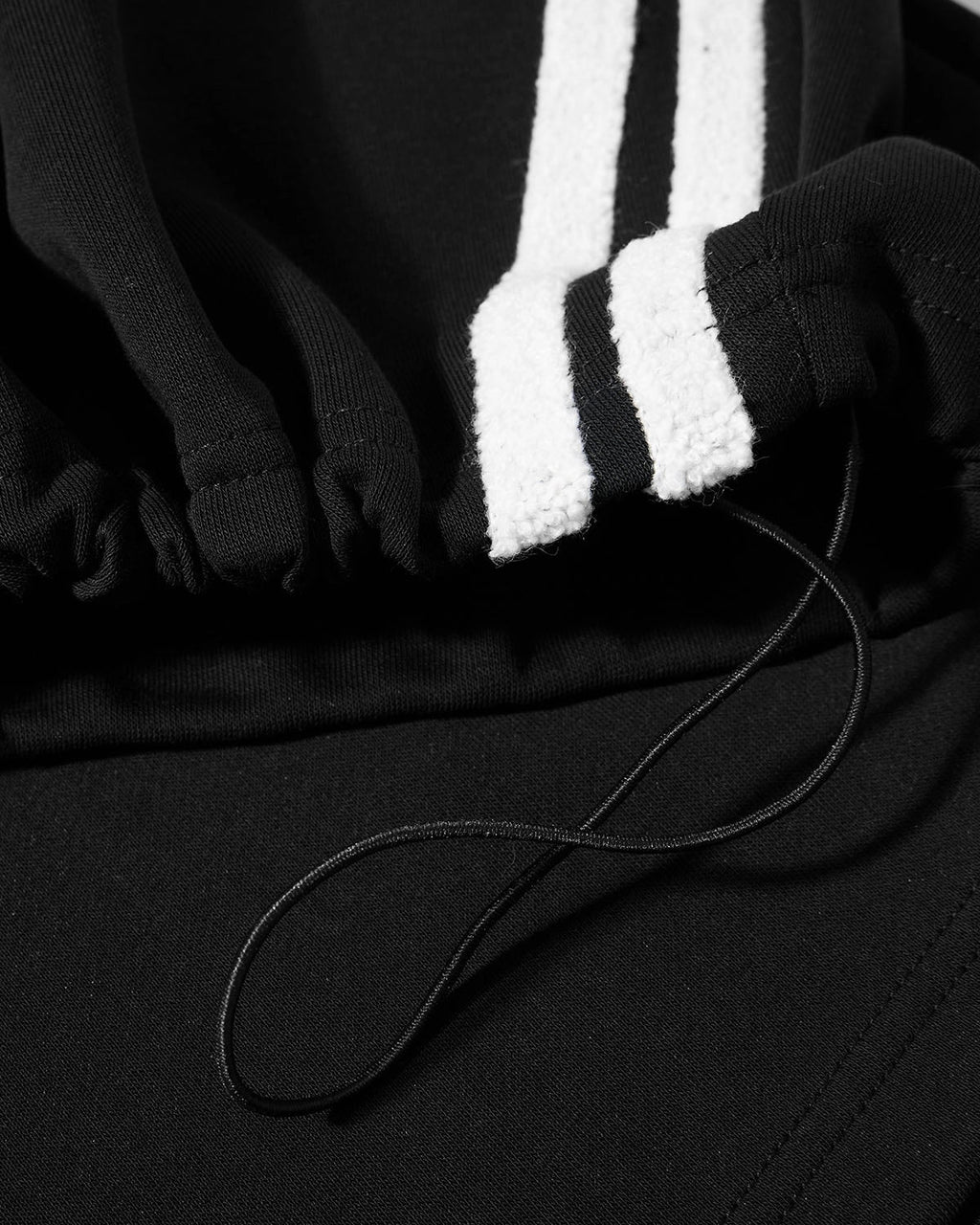 Star‑Graphic Double‑Stripe Black Wide‑Leg Unisex Streetwear Joggers